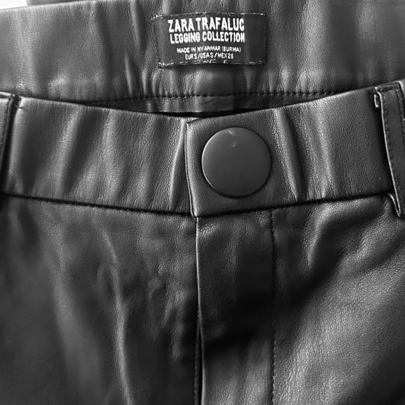 Zara Trafaluc Collection High Rise Vegan Faux Leather Pants, Black, Size S - Picture 7 of 15